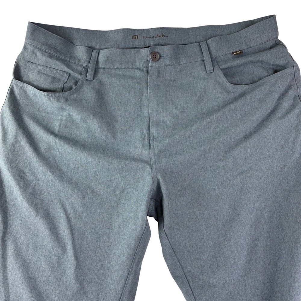 TravisMathew Open to Close Pants Mens 40 Blue Heathered Golf Performance Chinos